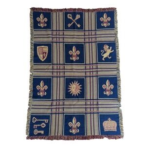 Academic Tapestry Throw Blanket Wall Hanging Fringe Academia Collegiate College